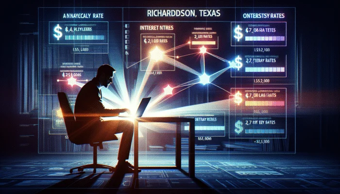 Person in Richardson using laptop to compare payday loan rates online in home office.