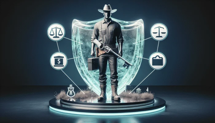 A transparent shield with loan terms and fee limits, protecting a Texas worker from predatory lending.