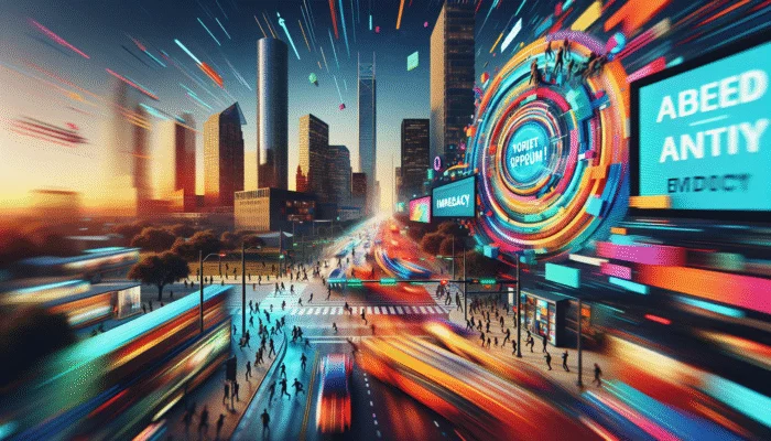 "Apply now to get cash today!" video ad with urgent text and Texan cityscape.
