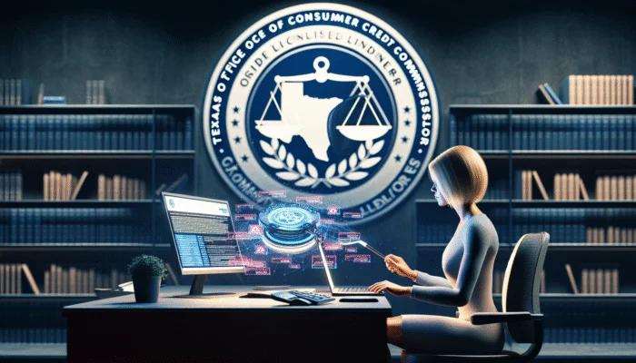 A borrower reviews licensed payday lenders on the Texas OCCC website to ensure compliance and avoid predatory lending.