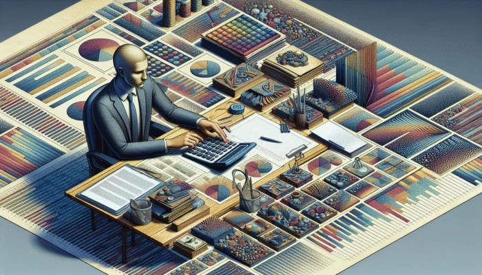 A person analyzing lender offers on a spreadsheet with documents and calculator on desk.
