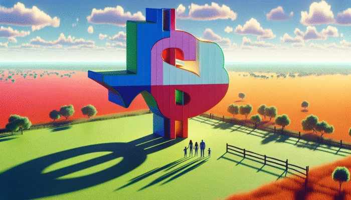 A Texas landscape with a "Payday Loans" sign overshadowing a worried family.