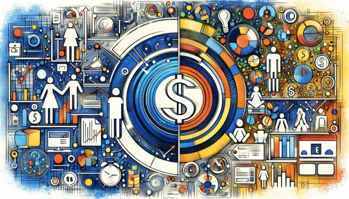 Infographic showing microloans and payday loans with charts, money icons, and people, highlighting differences and uses.