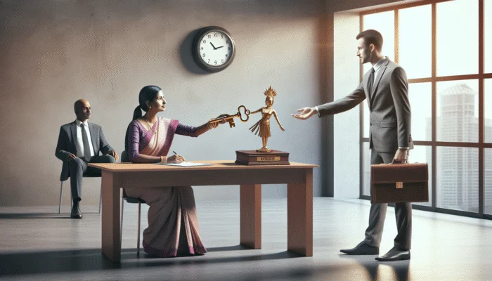 Person submitting loan documents during off-peak hours for quick approval.