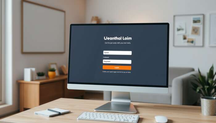 User-friendly payday loan application tool displayed on a modern computer screen, emphasizing speed, efficiency, and financial stability in a cozy home setting.